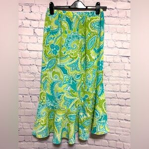 Bohemian Paisley Maxi Skirt in Green & Turquoise
